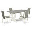 Pemberly Row 5-Piece Wood Dining Table Set in Linen White and Cement