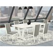 Pemberly Row 7-Piece Rubber Wood Dining Set in Linen White/Shitake