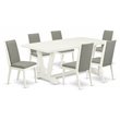 Pemberly Row 7-Piece Rubber Wood Dining Set in Linen White/Shitake