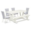Pemberly Row 6-Piece Rubber Wood Dining Set with High Back in White/Gray