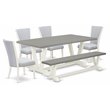 Pemberly Row 6-Piece Wood Dining Set with High Back Linen Seats in Cement