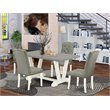 Pemberly Row 5-Piece Dining Set with Smoke Seat in Linen White Finish