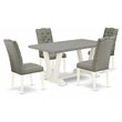 Pemberly Row 5-Piece Dining Set with Smoke Seat in Linen White Finish
