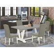 Pemberly Row 5-Piece White Wood Dining Set with Fabric Seats