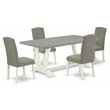 Pemberly Row 5-Piece White Wood Dining Set with Fabric Seats