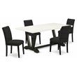 Pemberly Row 5-Piece Wood Kitchen Table Set in Linen White/Black