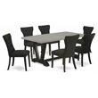 Pemberly Row 7-Piece Dining Set with Wood Table and Chairs in Black