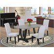 Pemberly Row 5-Piece Dining Set with High Roll Back Chairs in Gray