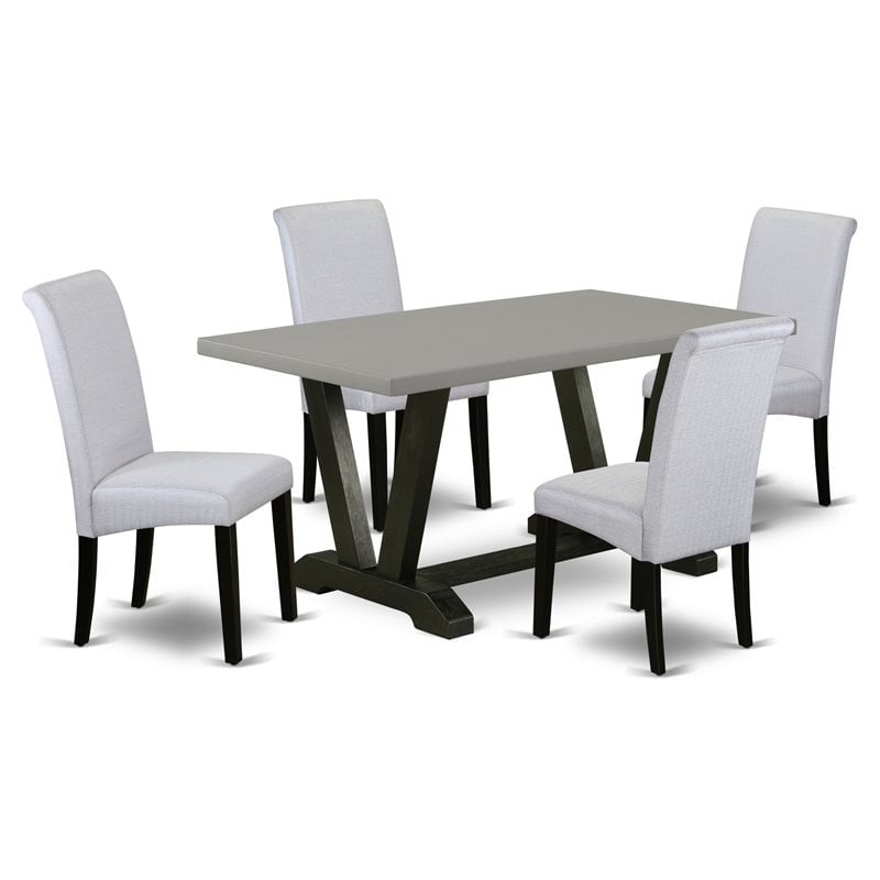 Pemberly Row 5-Piece Dining Set with High Roll Back Chairs in Gray