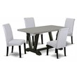 Pemberly Row 5-Piece Dining Set with High Roll Back Chairs in Gray