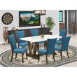 Pemberly Row 7-Piece Wood Dining Set in Linen White/Blue/Jacobean