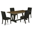 Pemberly Row 5-Piece Wood Dining Table Set in Black and Distressed Jacobean