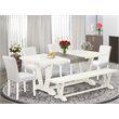 Pemberly Row 6-Piece Rubberwood Dining Set in Linen White Finish