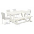 Pemberly Row 6-Piece Rubberwood Dining Set in Linen White Finish