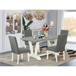 Pemberly Row 5-Piece Dining Table Set with Upholstered Chairs in White