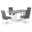 Pemberly Row 5-Piece Dining Table Set with Upholstered Chairs in White