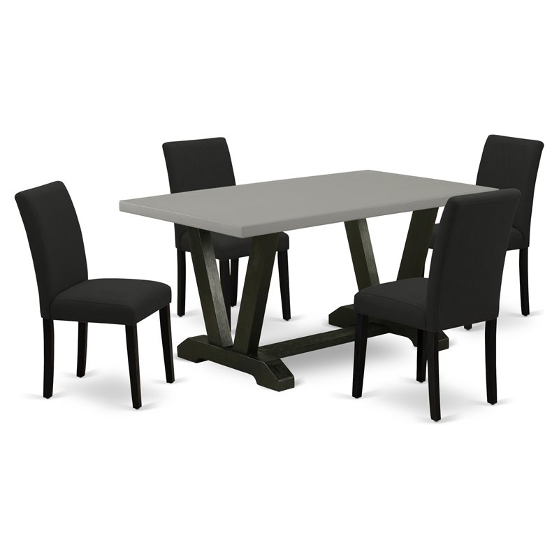 Pemberly Row 5-Piece Wooden Dining Set with Upholstered Seats in Black
