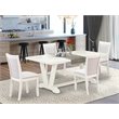 Pemberly Row 5-Piece Rubber Wood Dining Set in Cream & Linen White