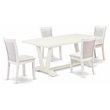 Pemberly Row 5-Piece Rubber Wood Dining Set in Cream & Linen White
