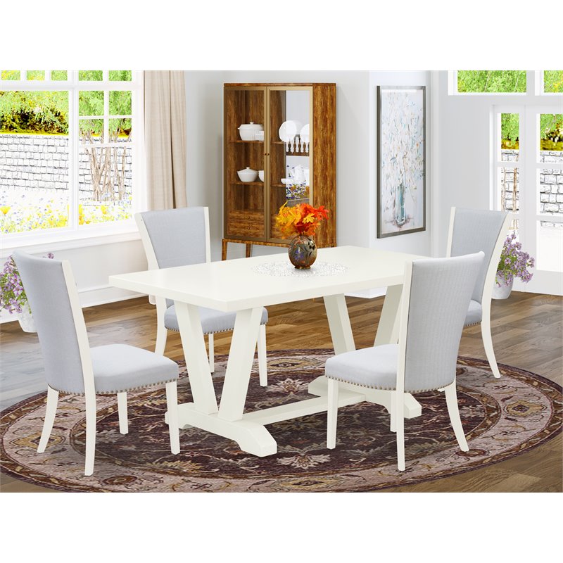Pemberly Row 5-Piece Wooden Kitchen Dining Set with Cement Finish