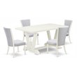 Pemberly Row 5-Piece Wooden Kitchen Dining Set with Cement Finish