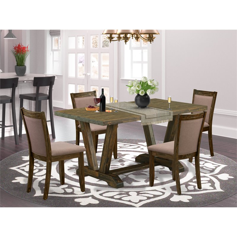 Pemberly Row 5-Piece Wood Dining Set in Jacobean Coffee Finish