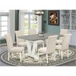 Pemberly Row 7-Piece Wood Dining Set in Linen White Beige Finish