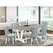 Pemberly Row 7-Piece Wood Kitchen Set in Cement Finish and Baby Blue