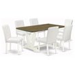 Pemberly Row 7-Piece Wood Dining Set in White and Distressed Jacobean
