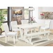 Pemberly Row 6-Piece Wood Dinette Set with Bench in Linen White