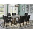 Pemberly Row 7-Piece Dining Set in Distressed Jacobean Cement and Black
