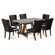Pemberly Row 7-Piece Dining Set in Distressed Jacobean Cement and Black
