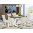 Pemberly Row 7-Piece Wood Dining Table Set with X-Leg in Doeskin Gray