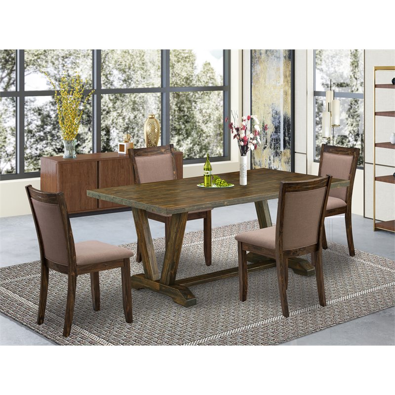 Pemberly Row 5-Piece Rubberwood Dining Set with Coffee/Jacobean Finish
