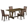 Pemberly Row 5-Piece Rubberwood Dining Set with Coffee/Jacobean Finish