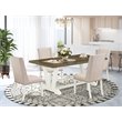 Pemberly Row 5-Piece Wood Dining Set with Linen Upholstered Chairs