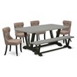 Pemberly Row 6-Piece Dining Set with Cement Table and Tufted Coffee Chairs
