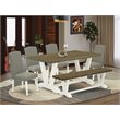 Pemberly Row 6-Piece Wood Dining Set in Linen White & Distressed Jacobean