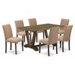 Pemberly Row 7-Piece Wood Dining Set in Light Sable & Distressed Jacobean