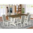 Pemberly Row 7-Piece Wood Dining Table Set in White and Shitake