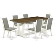 Pemberly Row 7-Piece Wood Dining Table Set in White and Shitake