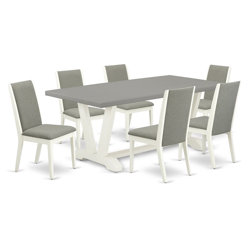 Pemberly Row 7-Piece Asian Wood Dinette Set in White and Shitake