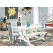 Pemberly Row 6-Piece Dining Set with Bench in White and Baby Blue Finish