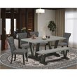 Pemberly Row 6-Piece Dining Set with Bench in Multi-Color Wood Finish