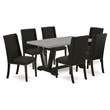 Pemberly Row 7-Piece Dining Table Set with Cushion Seat in Black
