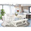 Pemberly Row 6-Piece Rubber Wood Dining Set in Cream & Linen White Finish
