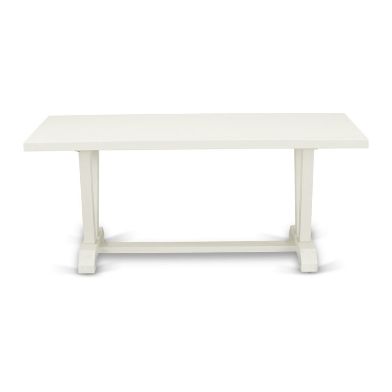 Pemberly Row 6-Piece Rubber Wood Dining Set in Cream & Linen White Finish