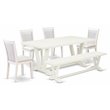 Pemberly Row 6-Piece Rubber Wood Dining Set in Cream & Linen White Finish