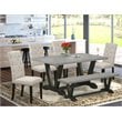 Pemberly Row 6-Piece Dining Set with Shitake Chairs in Dark Khaki Brown