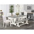 Pemberly Row 6-Piece Acacia Wood Dining Set in Linen White & Cement Finish